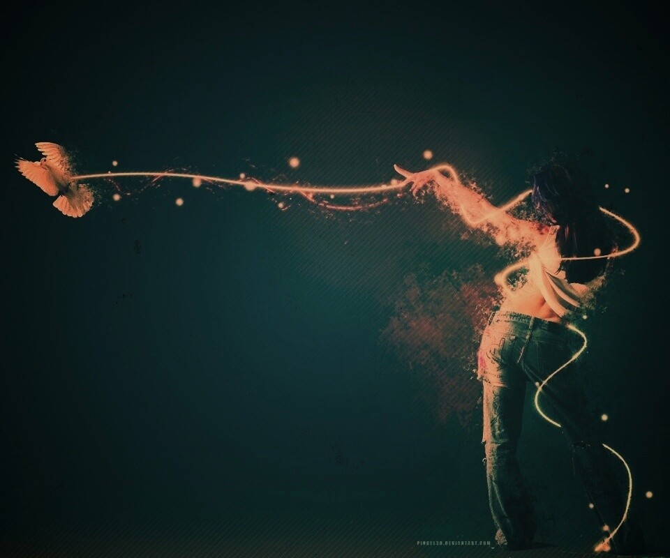 Девушка с бабочкой обои