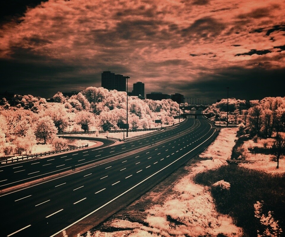 Черно-белое шоссе обои