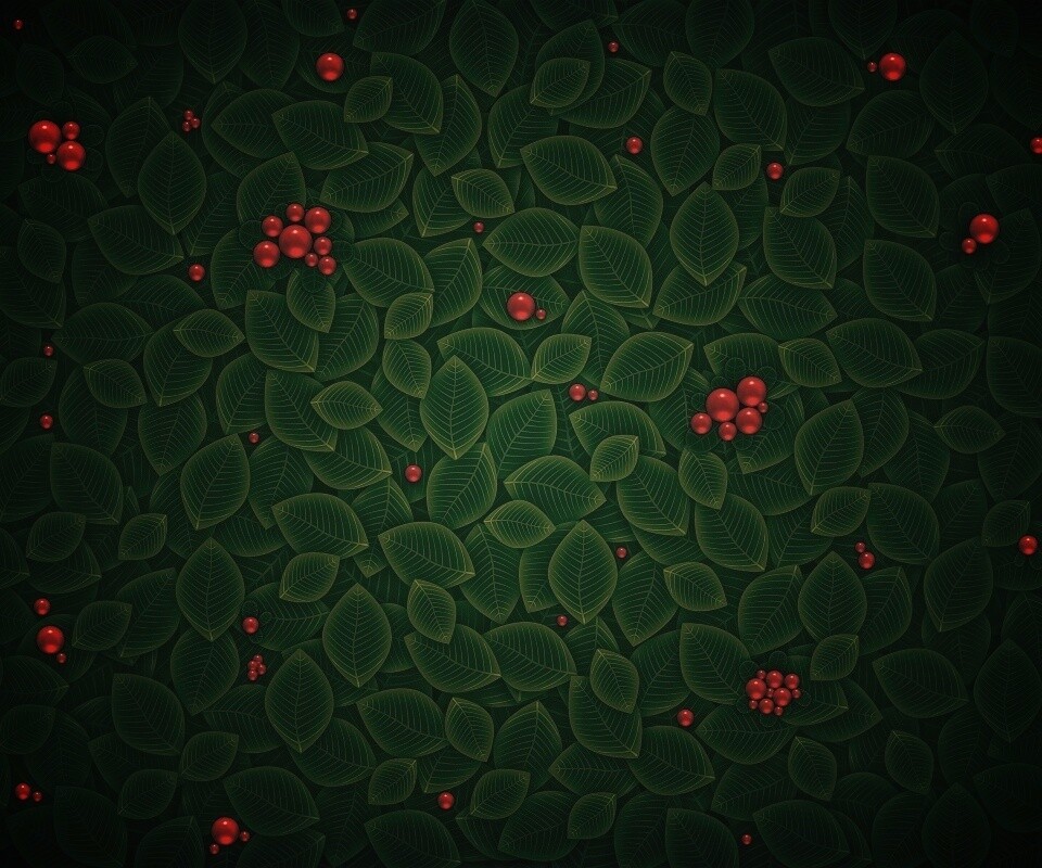 Векторные листья с ягодами обои