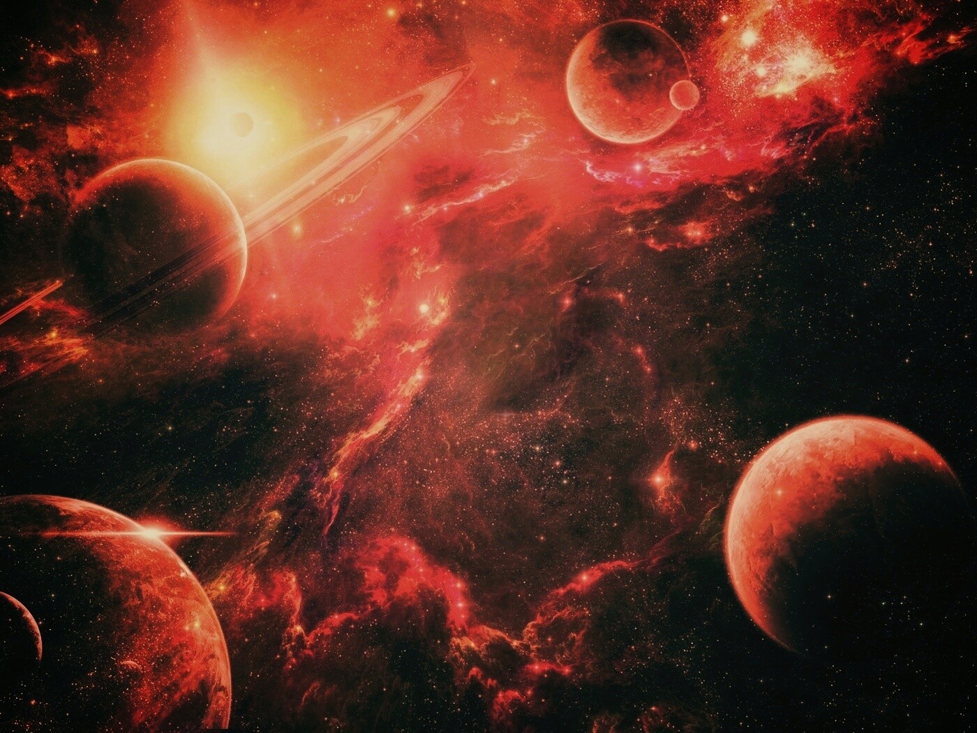 Красные оттенки космоса обои