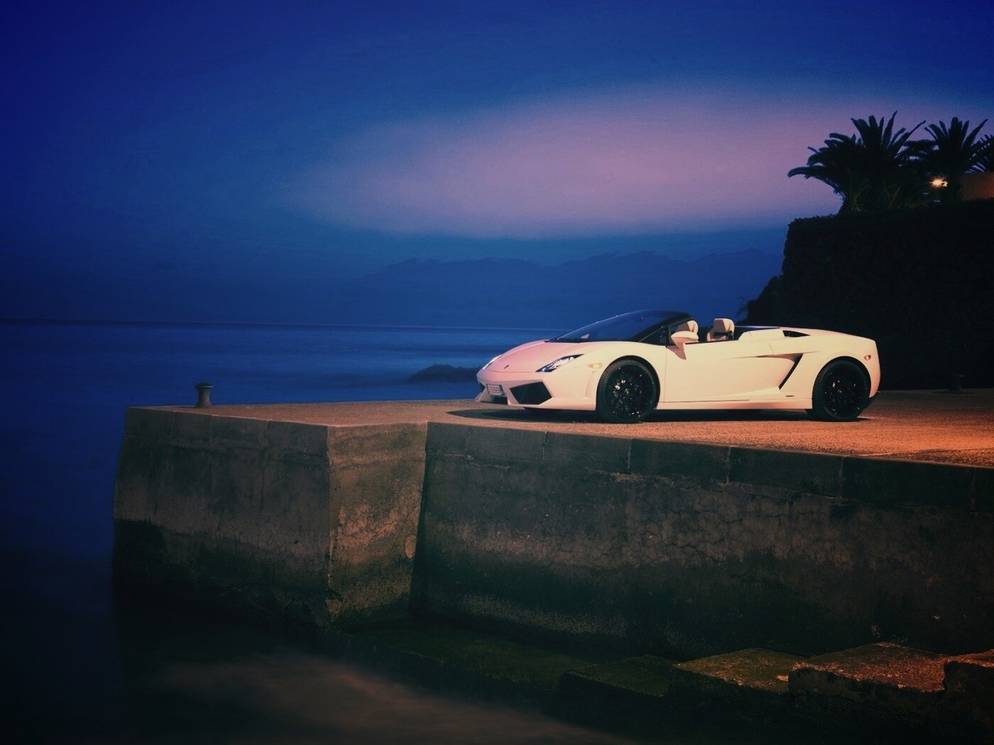 Белый кабриолет ламбо обои