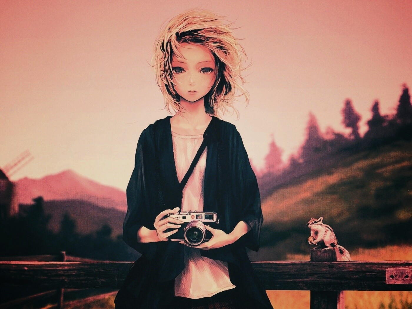 Девушка с фотоаппаратом обои