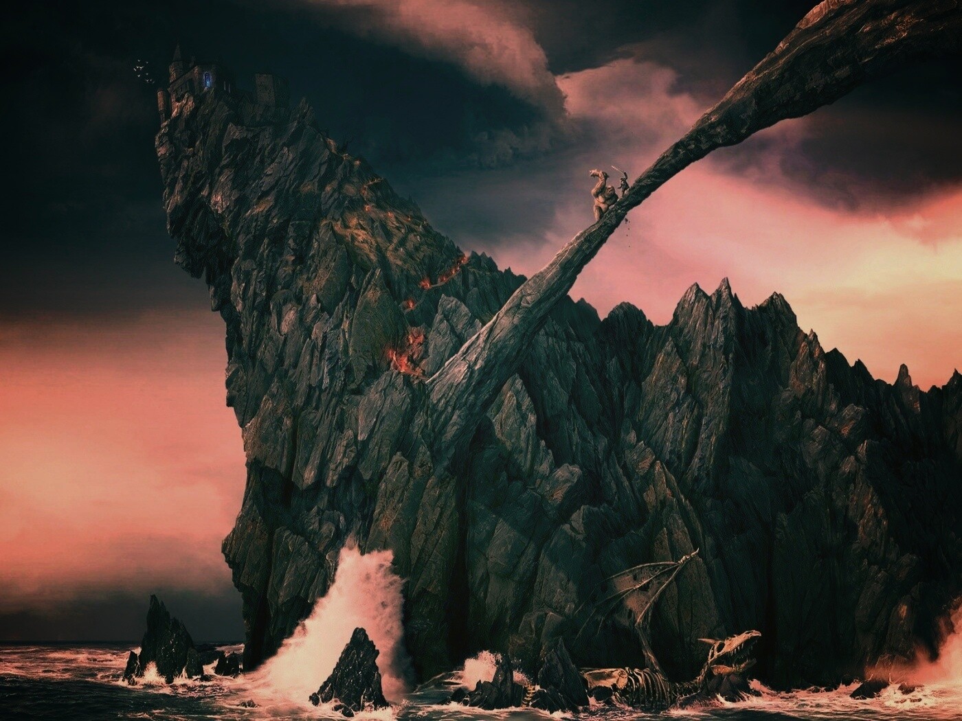 Бой на скале обои