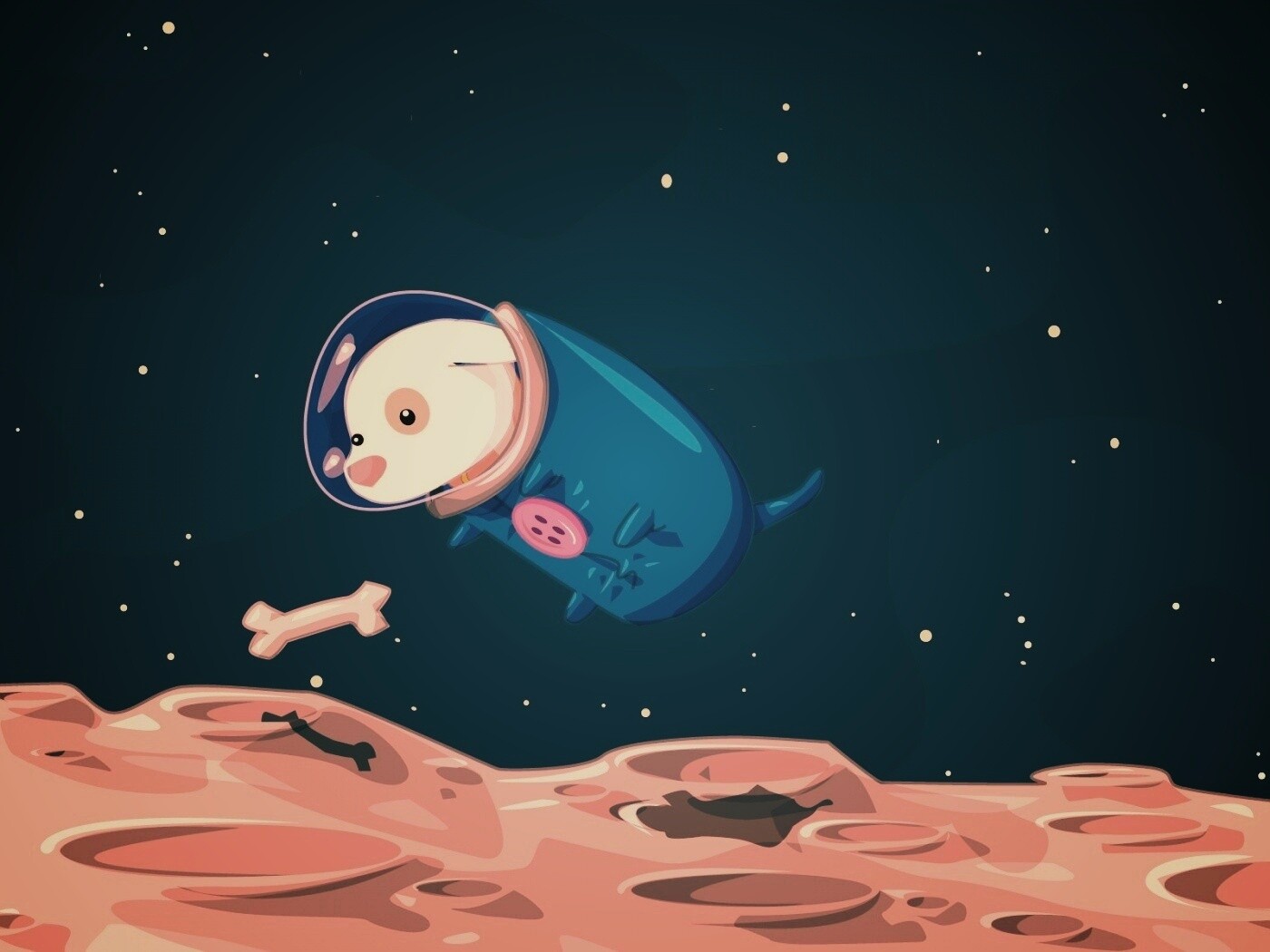 Собачка на луне обои