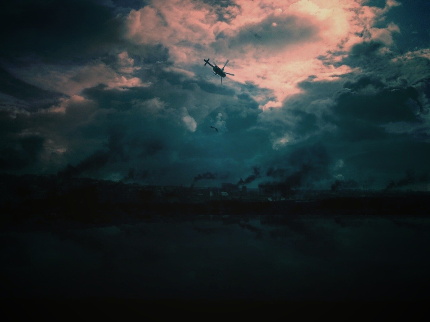 Дымящий город обои