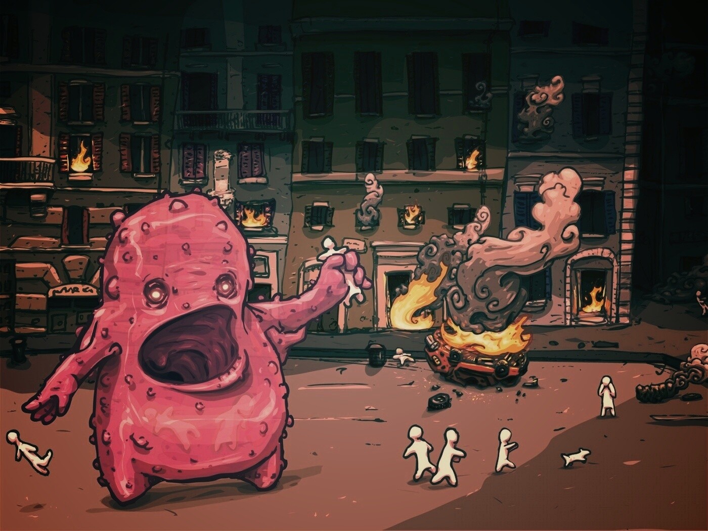 Монстр жрет людей обои