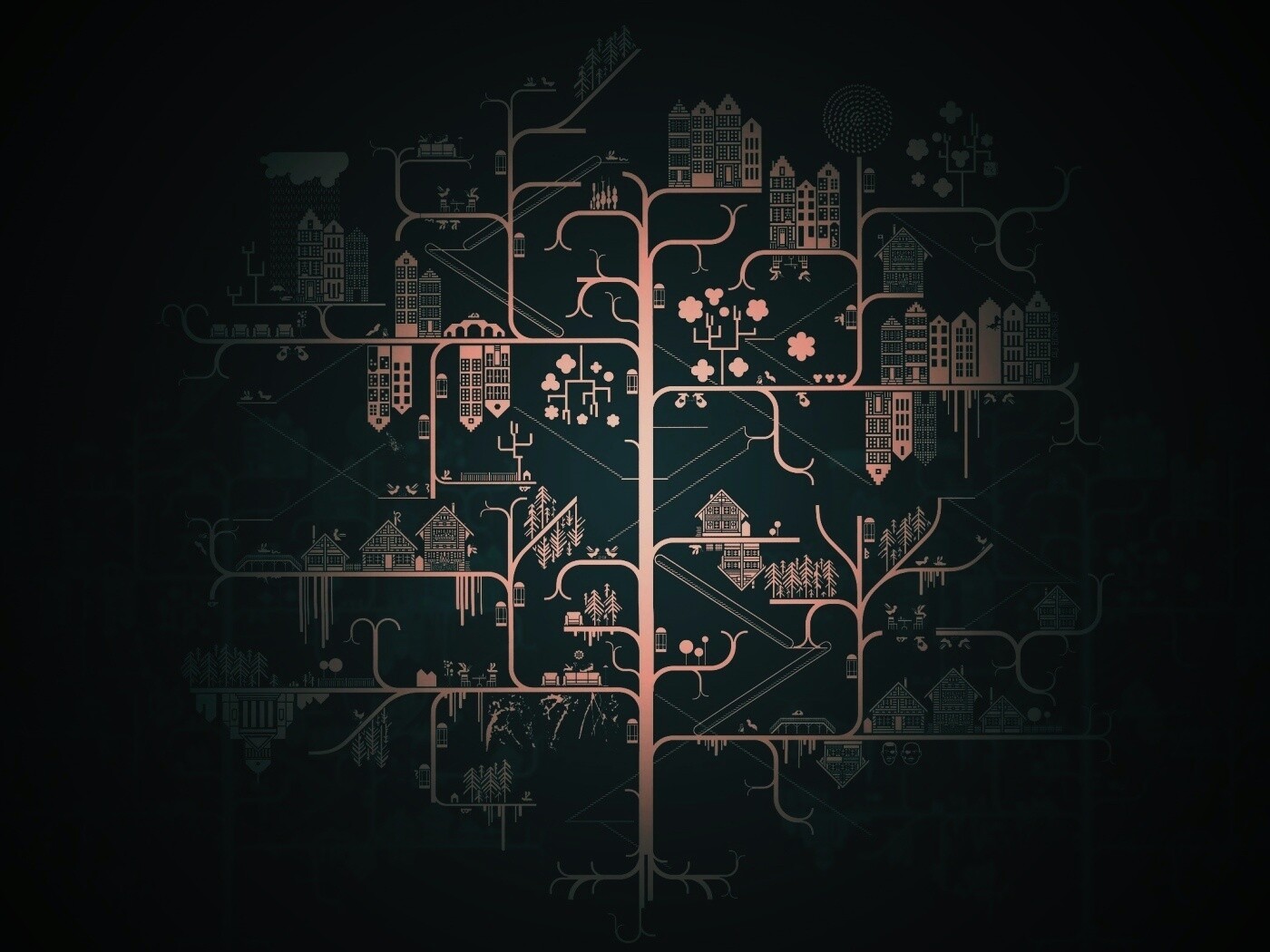 Древовидный город обои