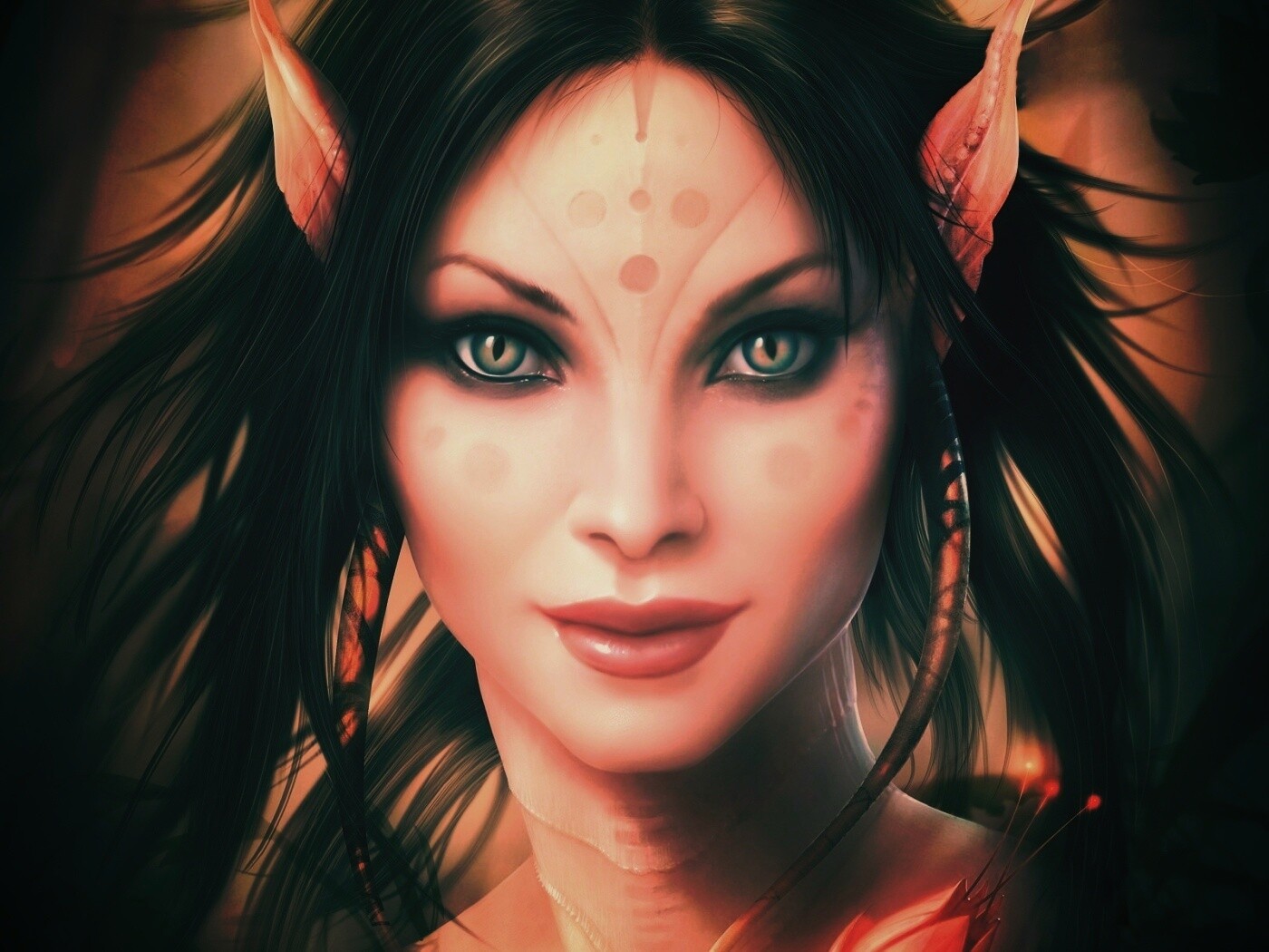 Эльфийка с кошачьими глазами обои