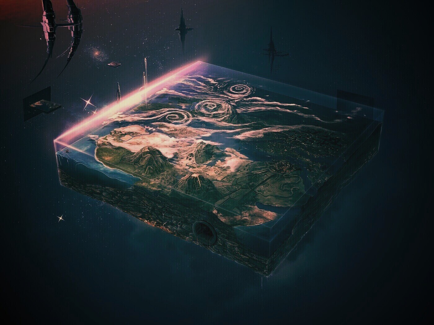 Кубическая земля в вакууме обои