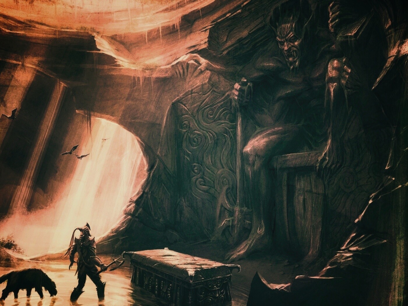 Довакин и Барбас в святилище Клавикуса Вайла обои