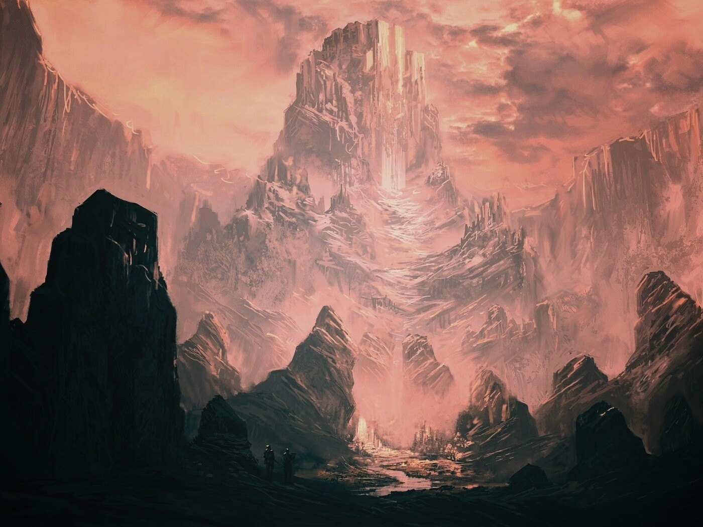 Город в горах обои