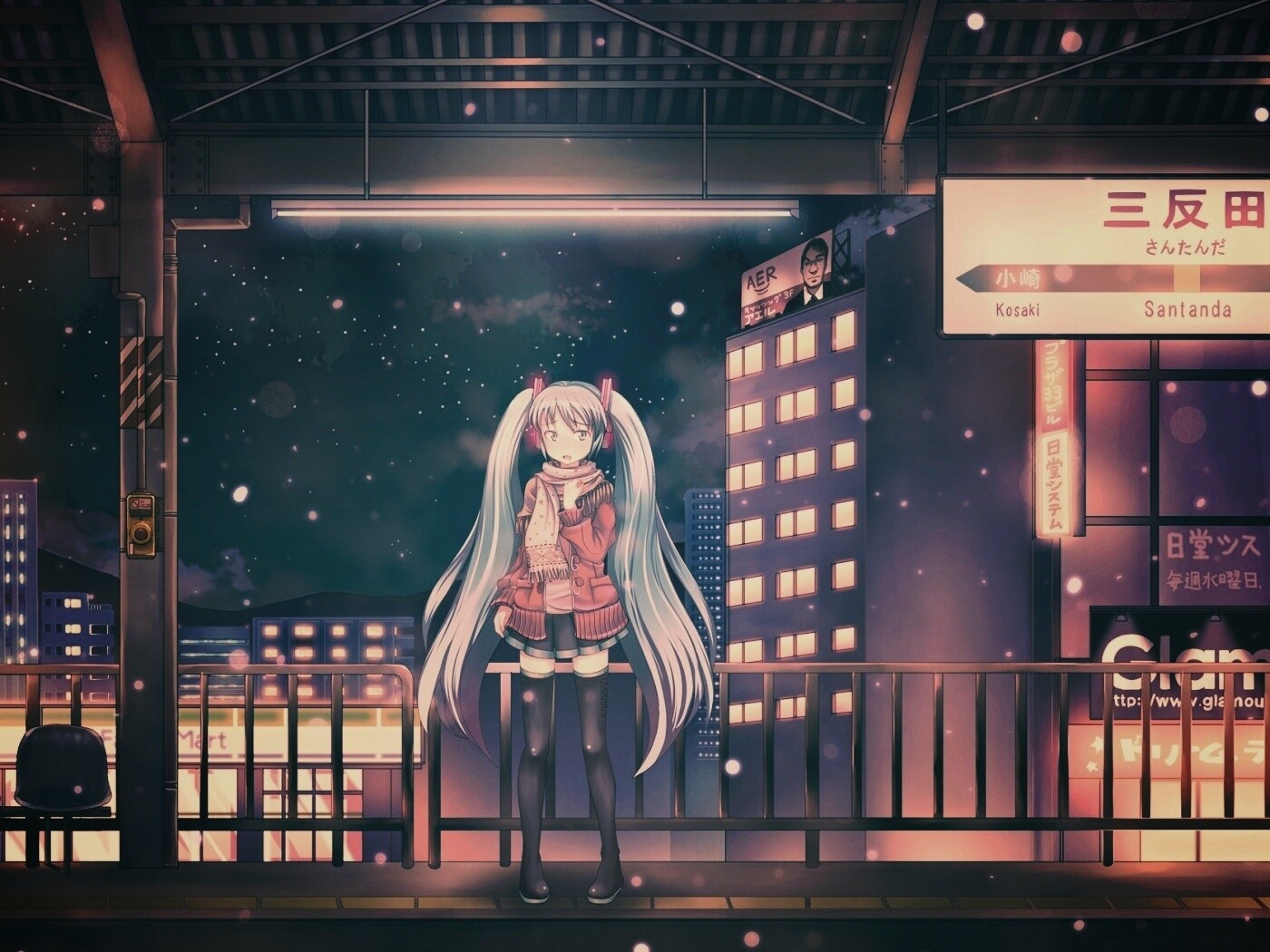 Девочка на остановке обои