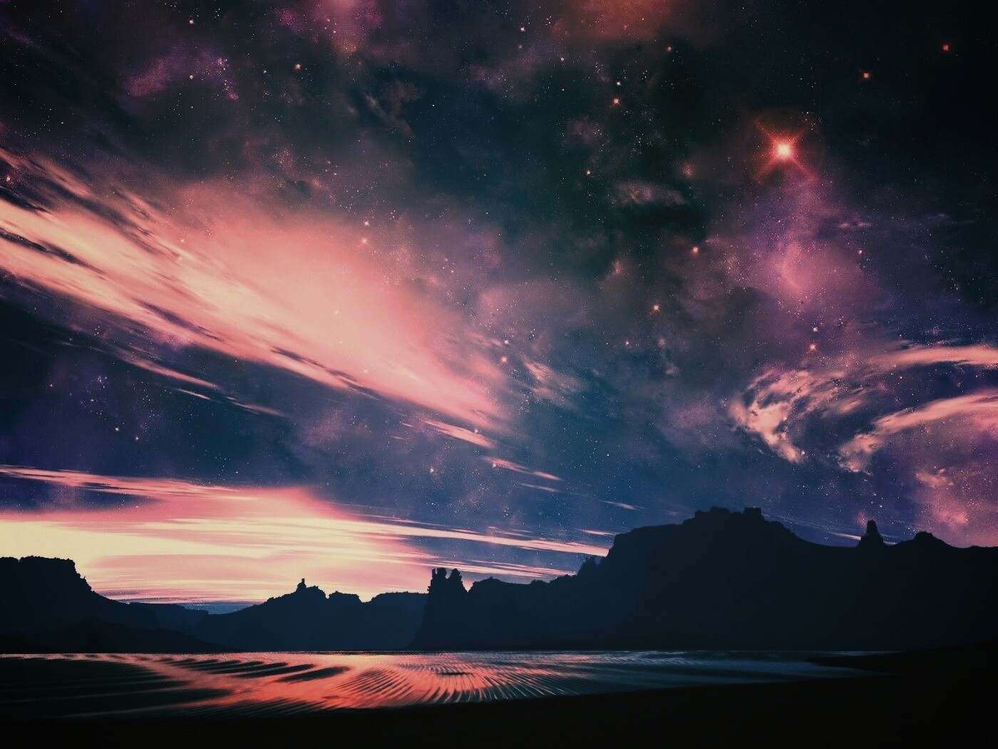 Ночное звездное небо обои