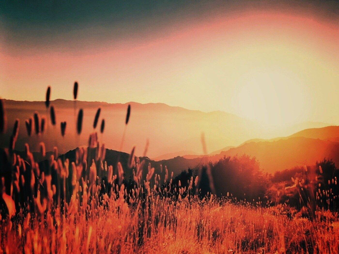 Восход над холмами обои