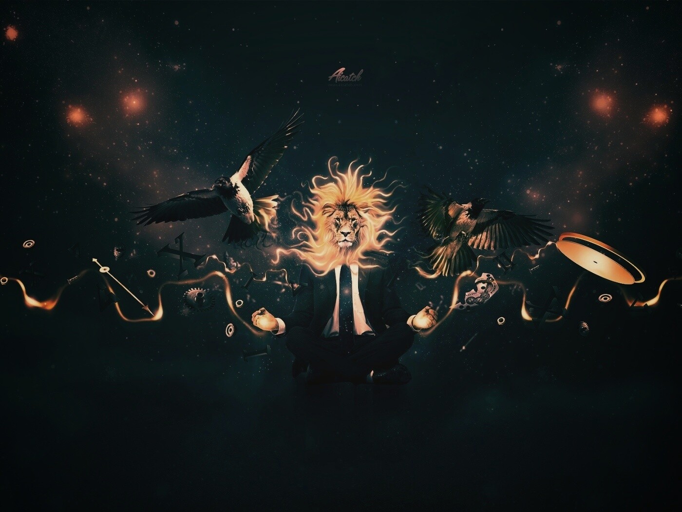 Мужчина с головой льва обои