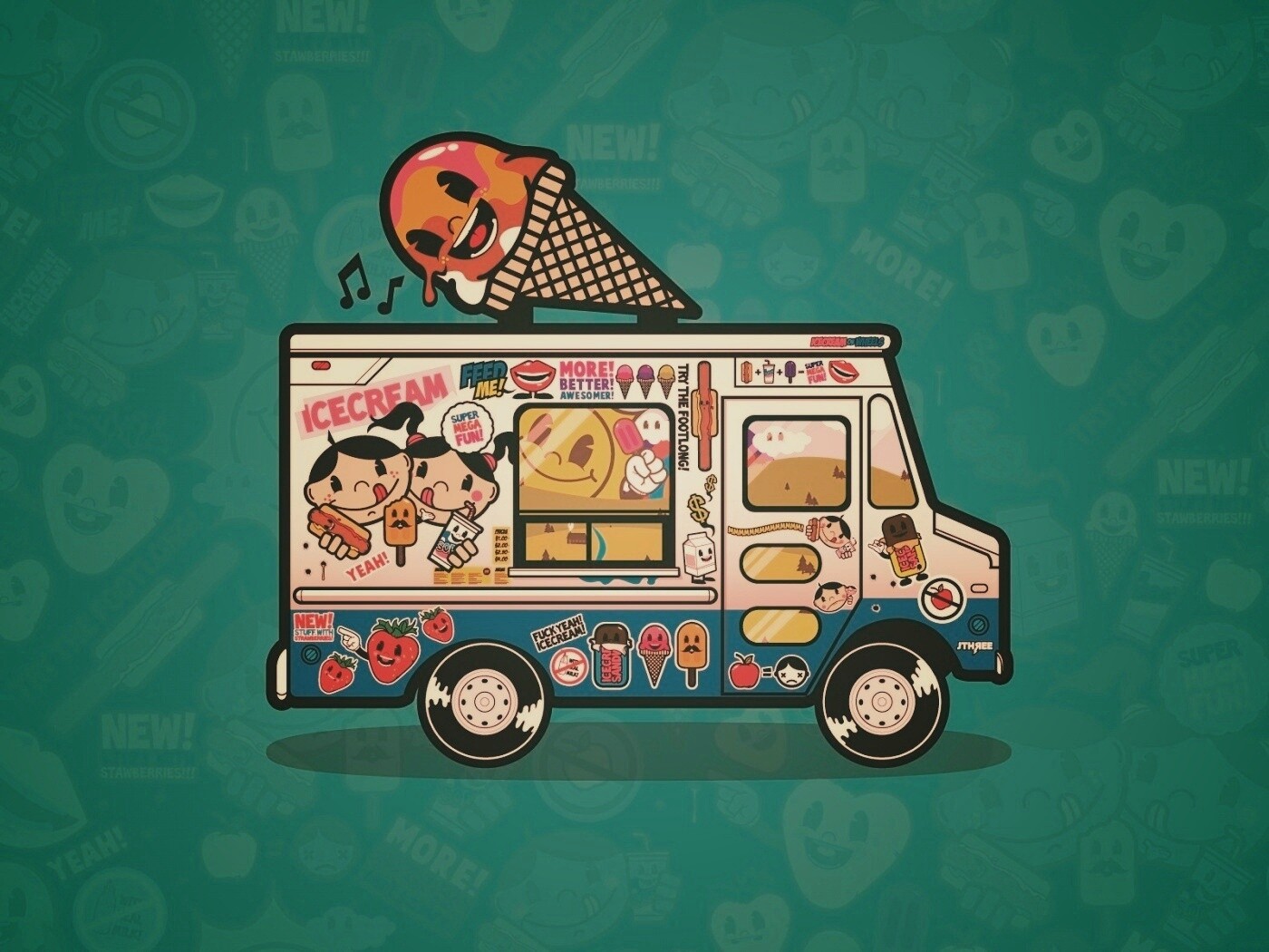 Фургончик мороженщика обои