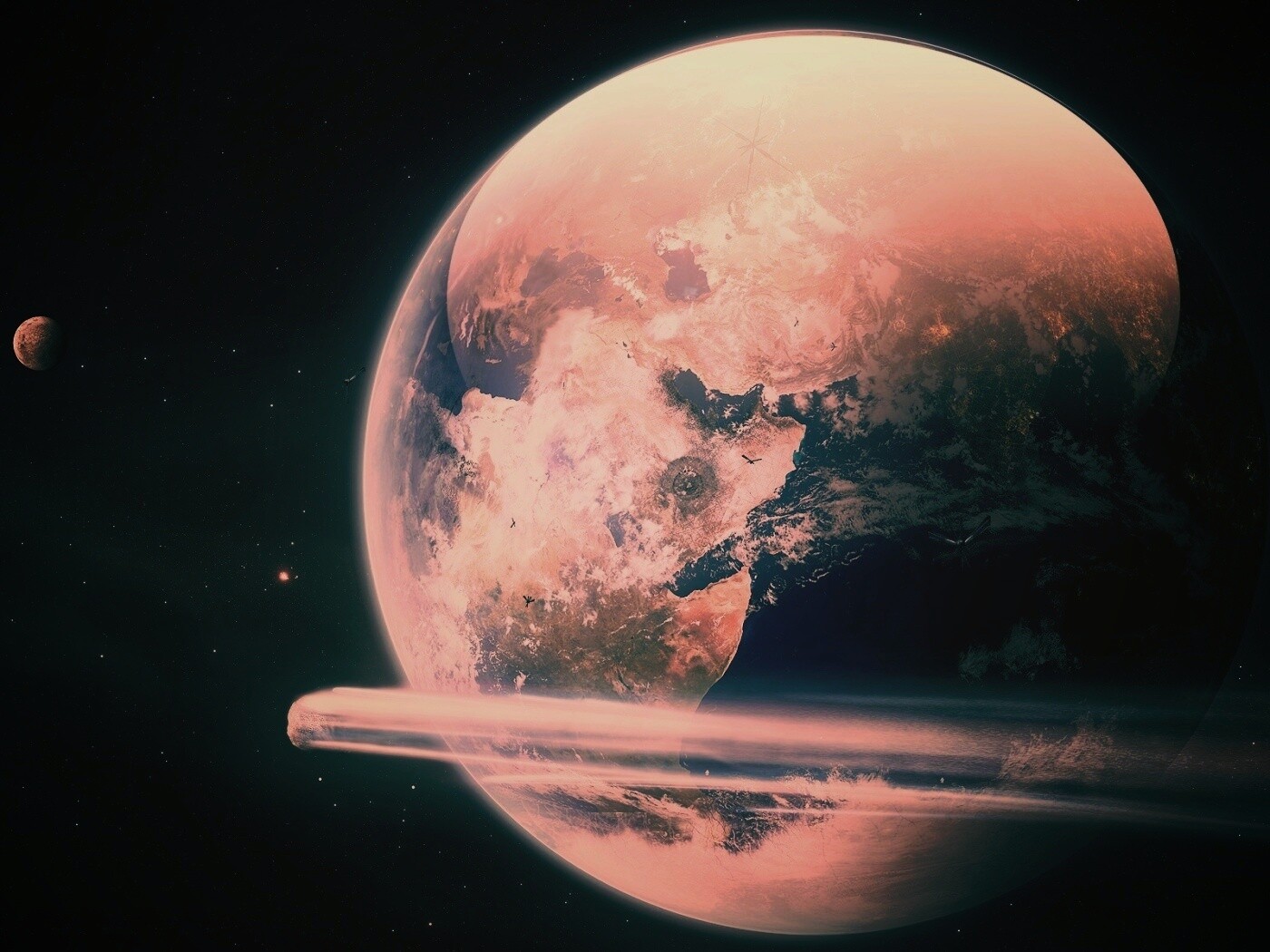 Метеорит пролетает мимо Земли обои