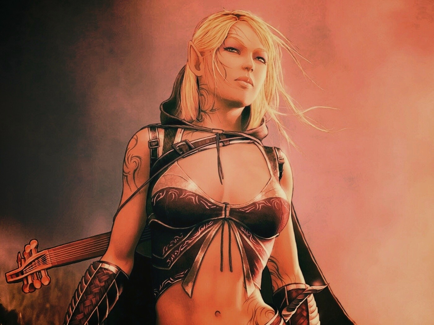 Эльфийка с мечем обои