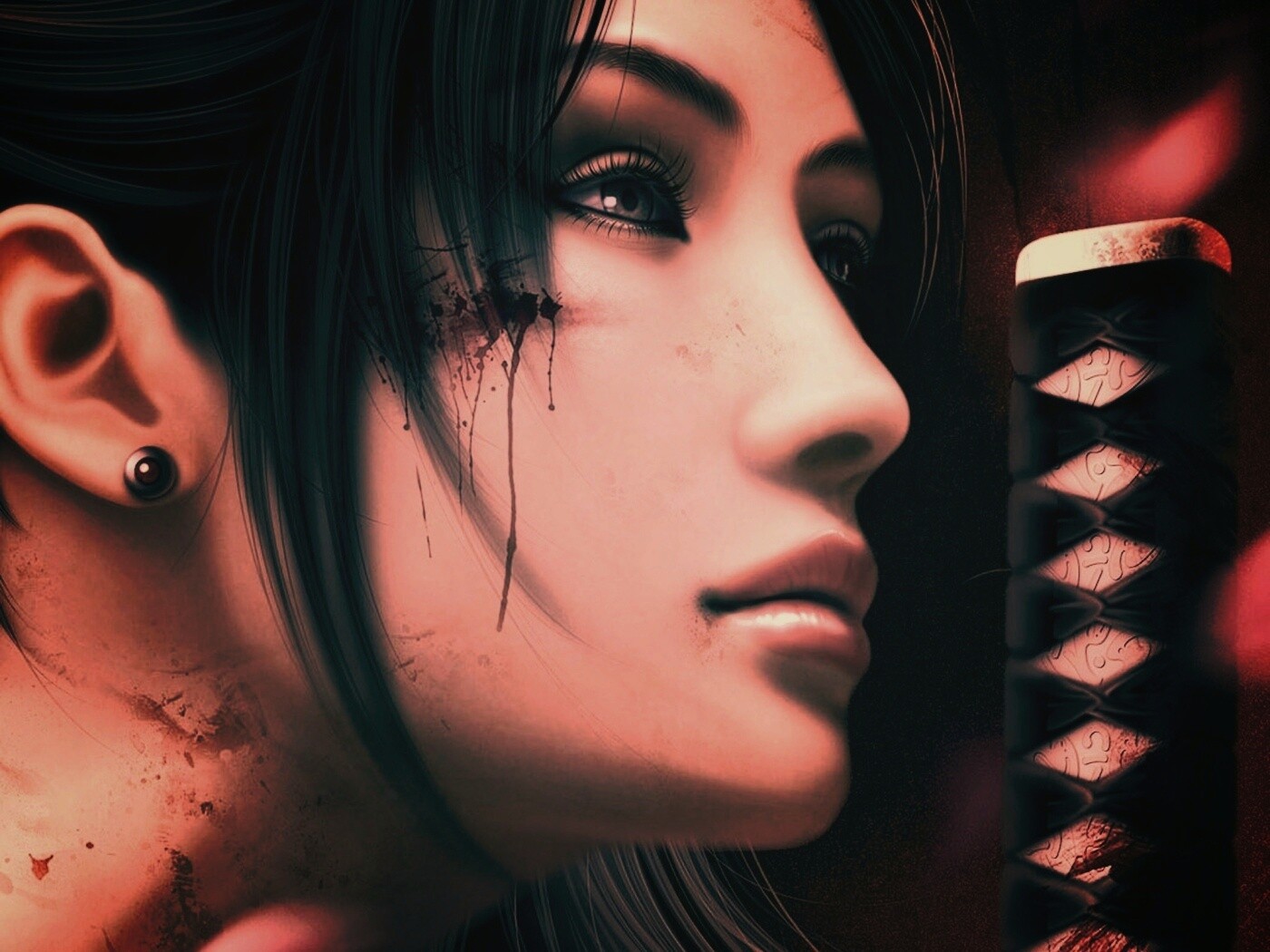 Японка с катаной обои