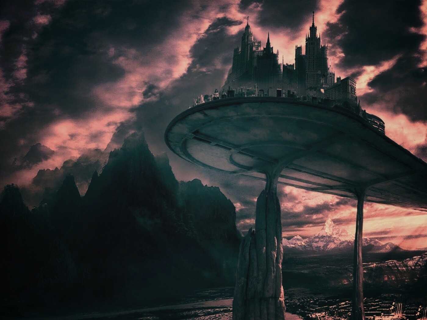 Город на вершине скал обои