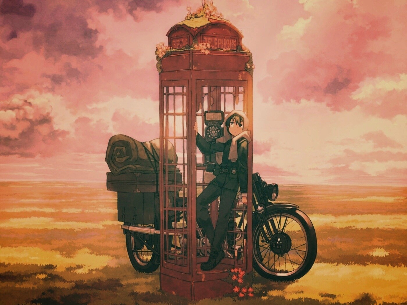 Парень в телефонной будке обои