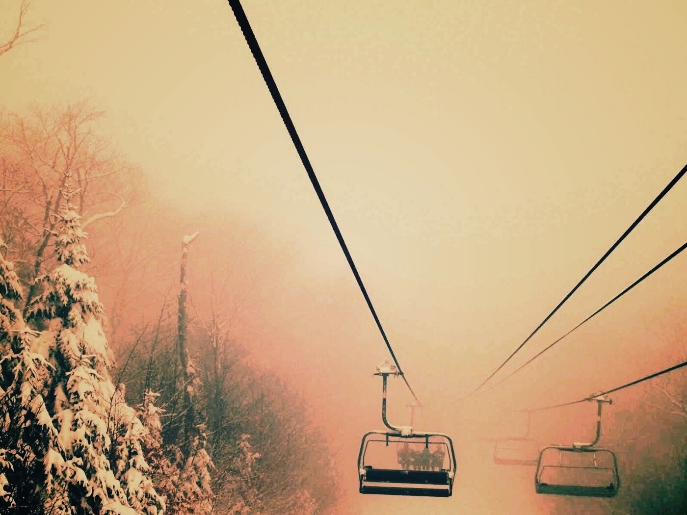Канатная дорога в зиму обои
