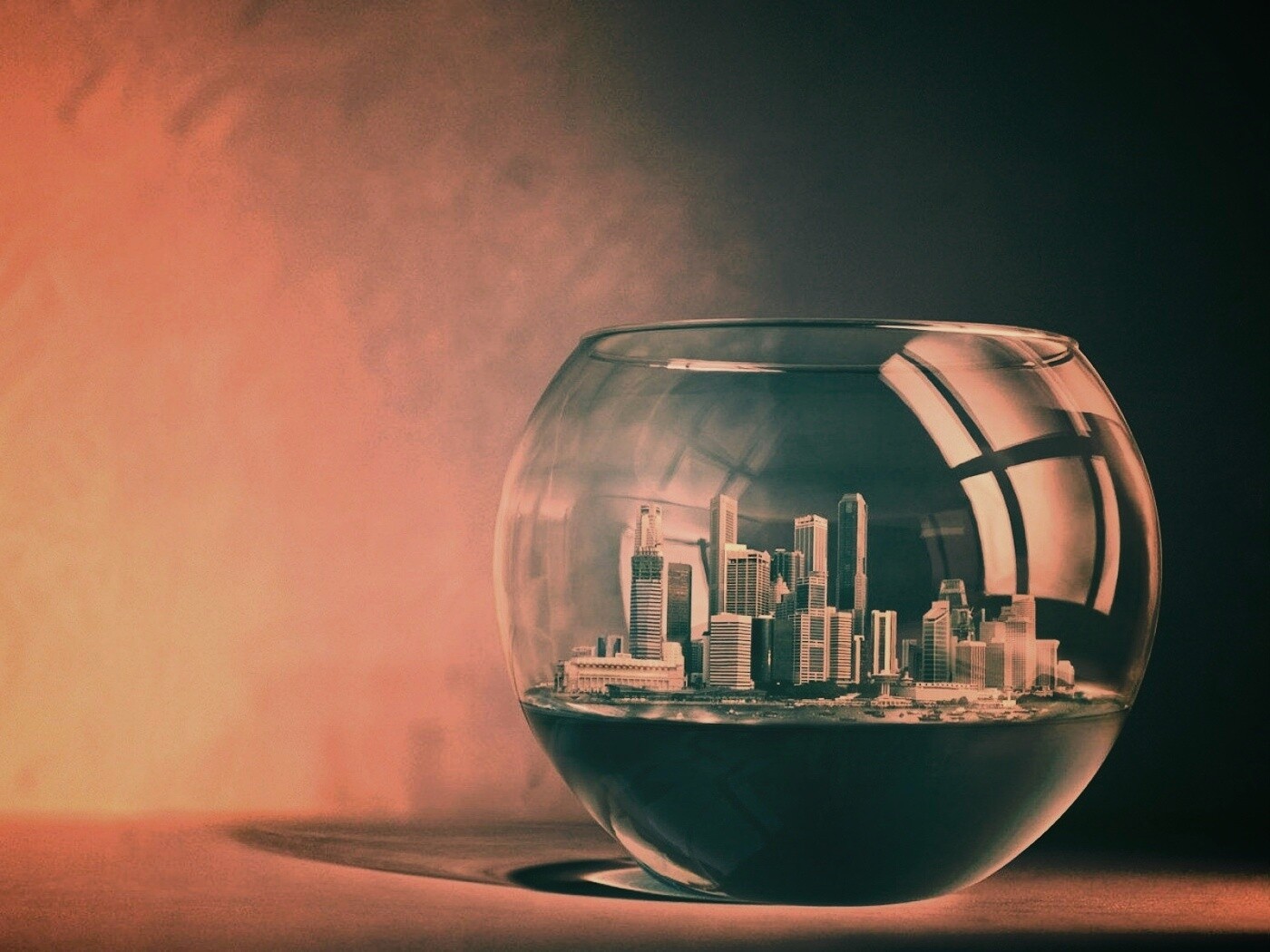 Город в аквариуме обои