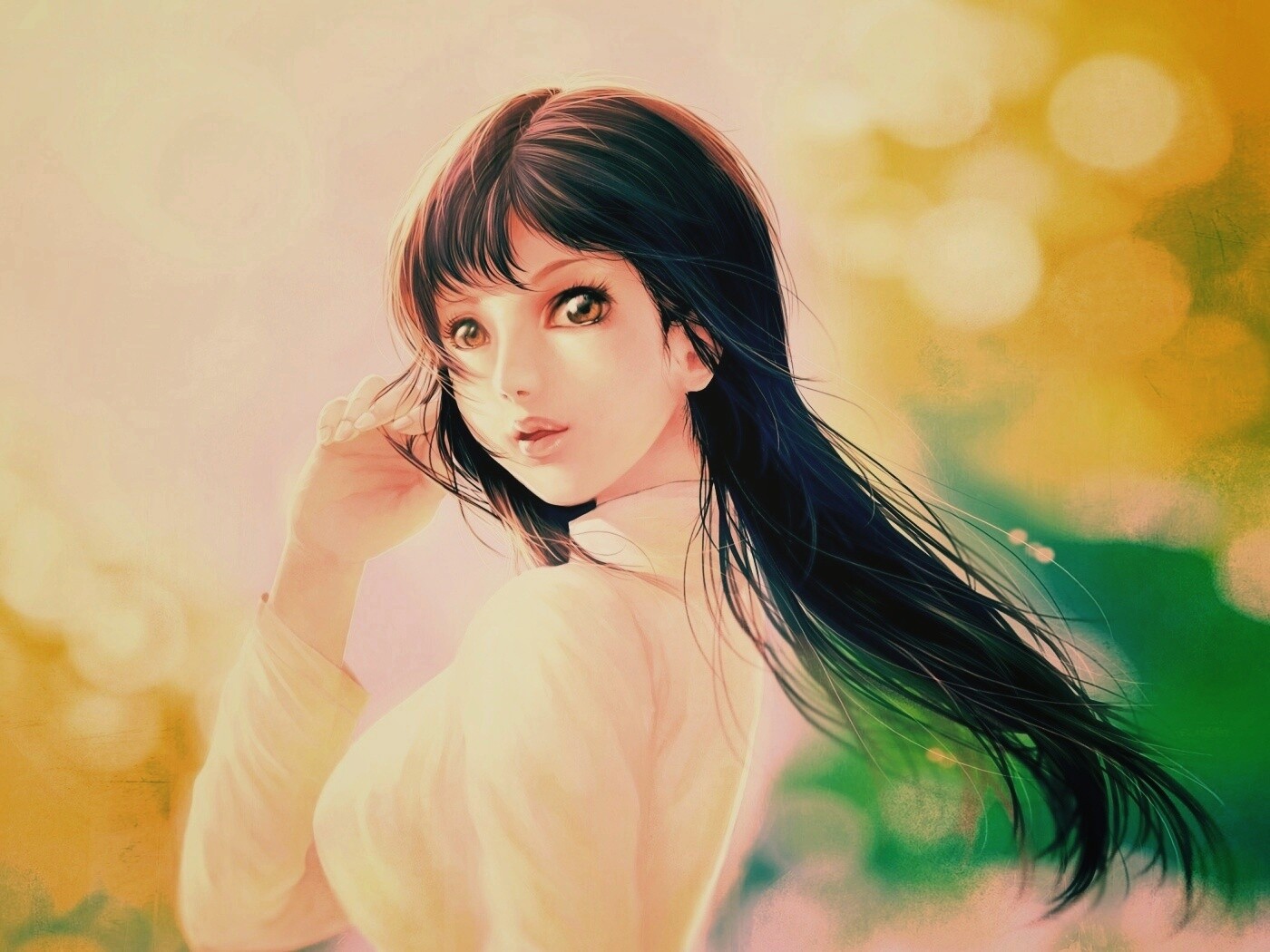 Девушка вполоборота обои