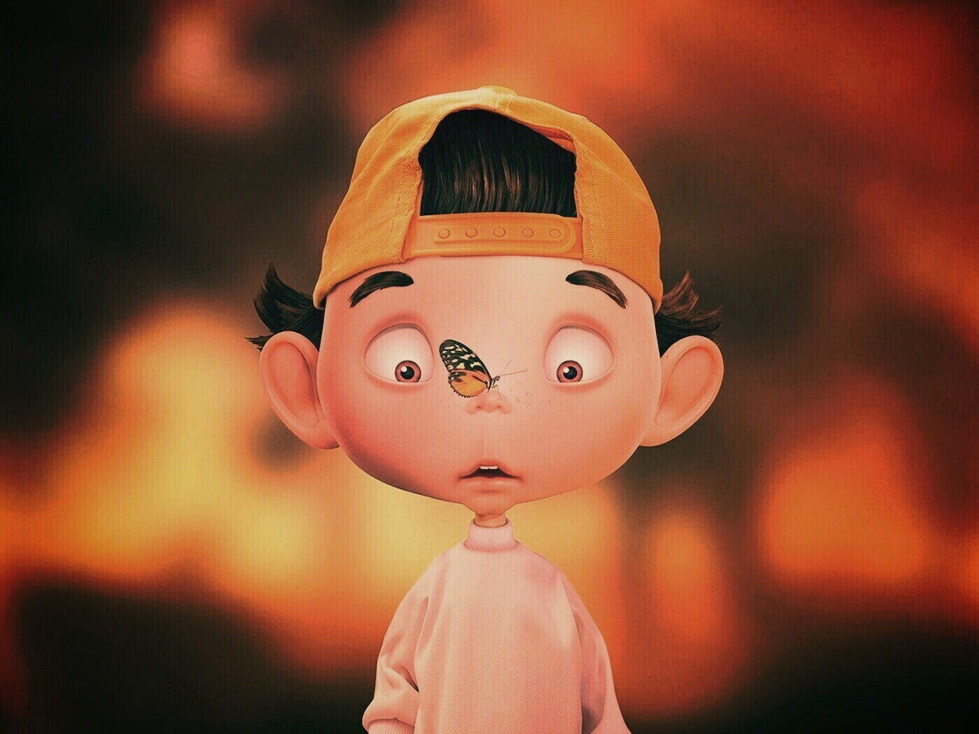 Бабочка на носу обои