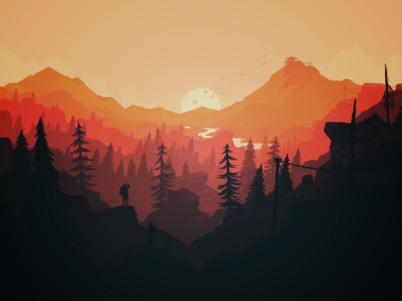 Красный Firewatch обои