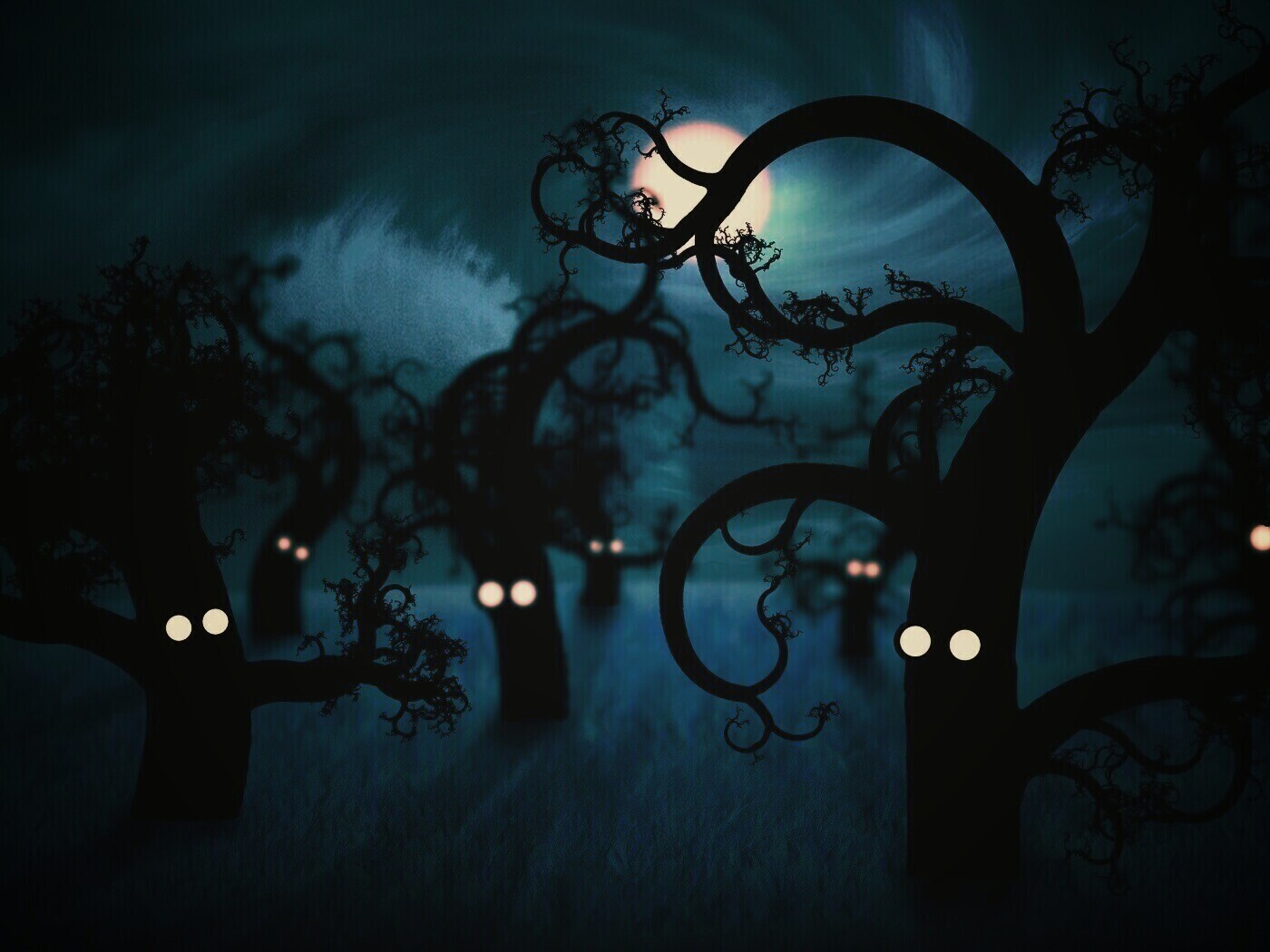 Страшно ночью в лесу обои