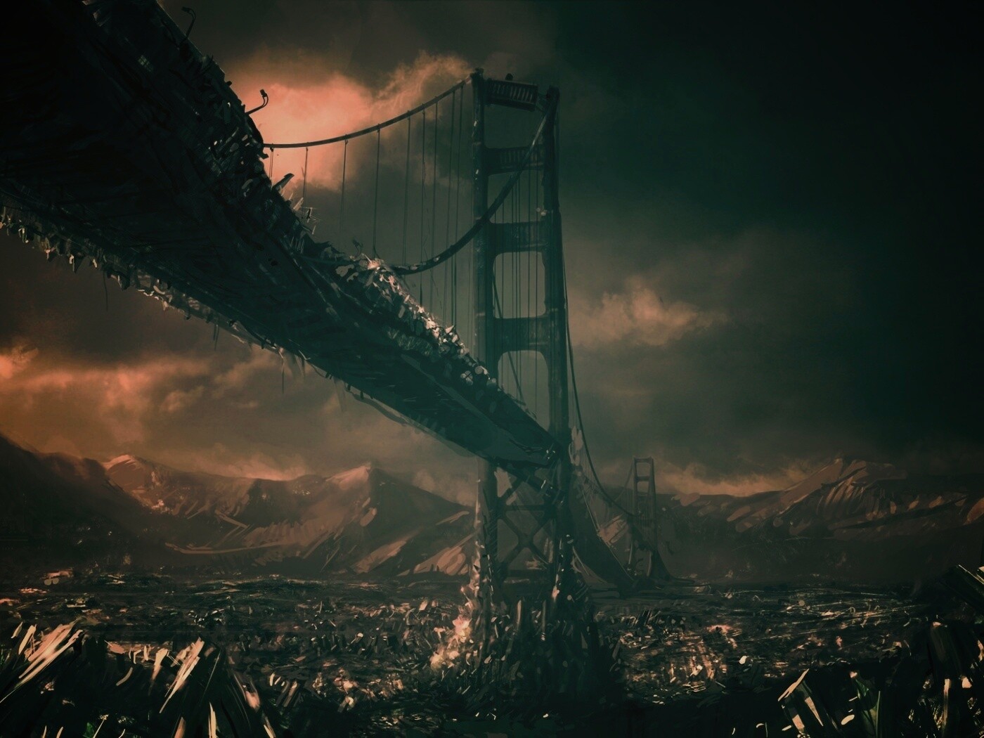 Постапокалиптические Золотые Ворота обои