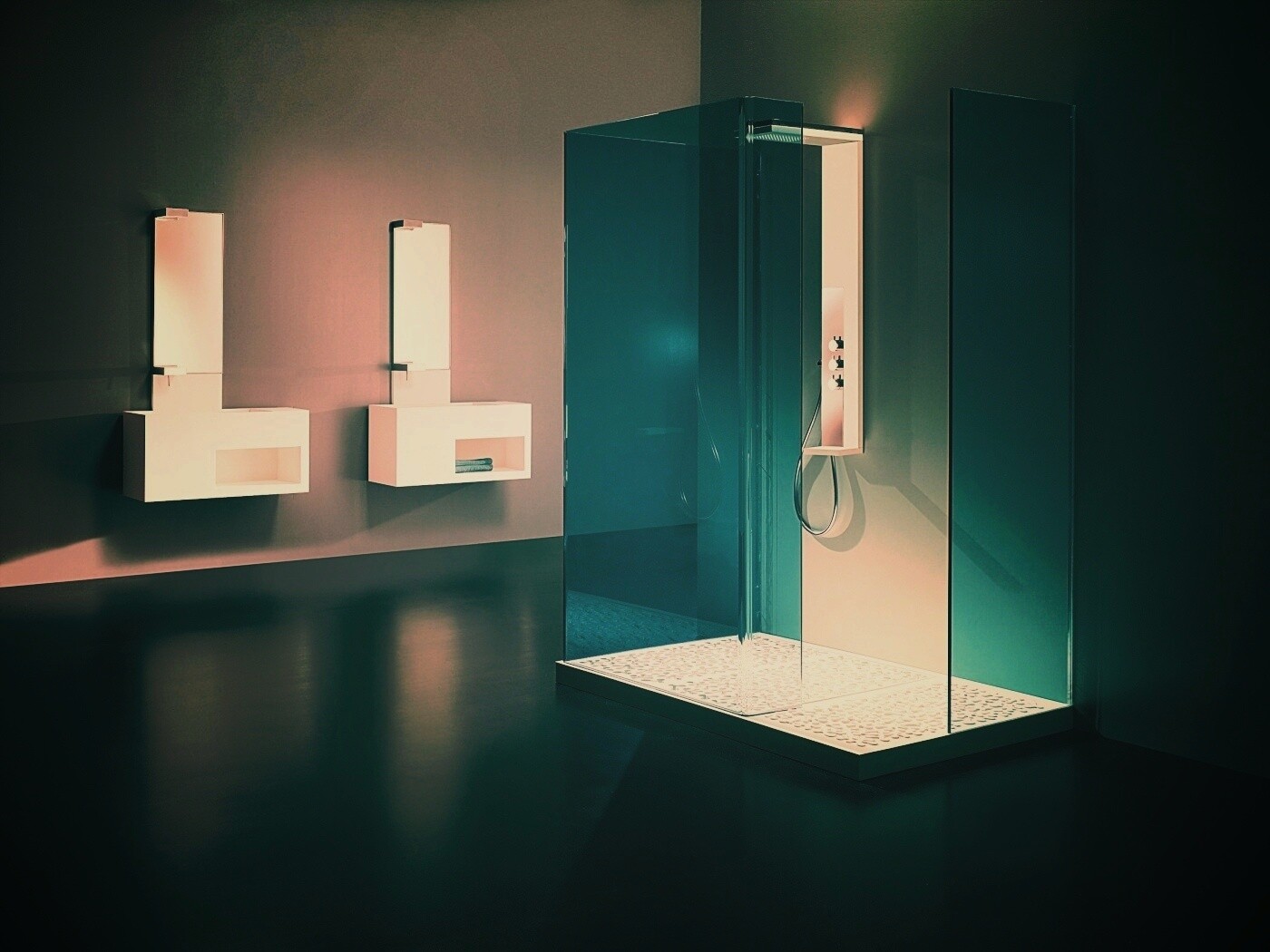 Ванная комната в стиле hi tech обои