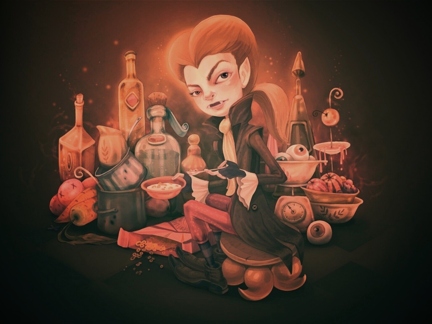 Вампир на кухне обои