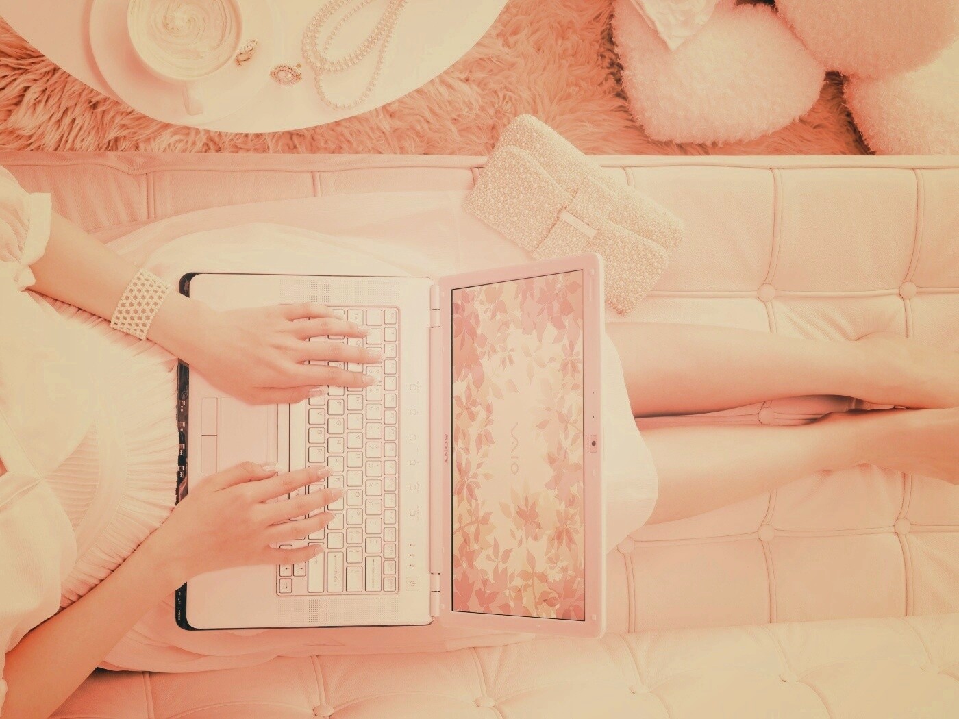 Девушка с ноутбуком vaio обои