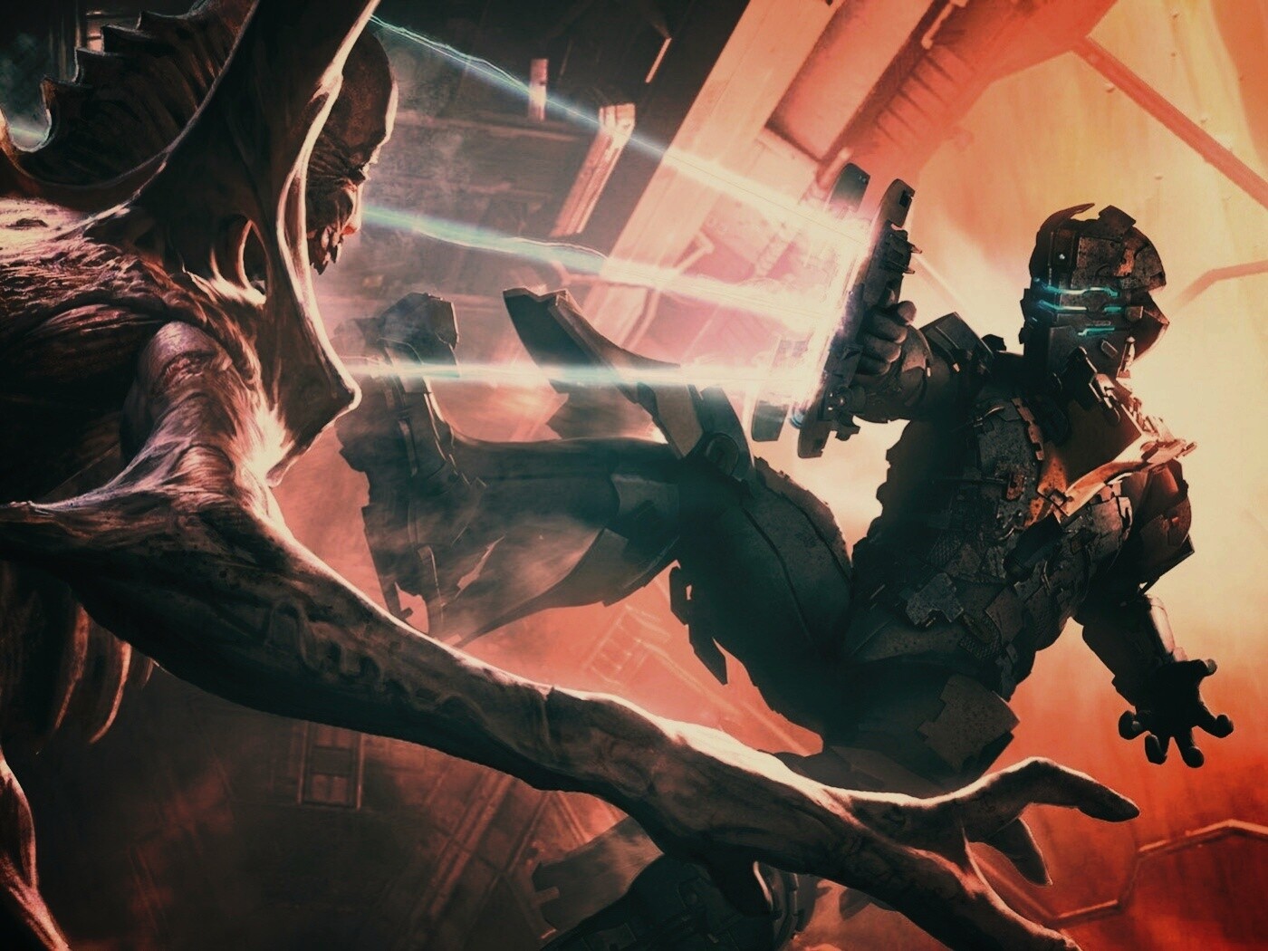 Айзек Кларк стреляет в монстра обои