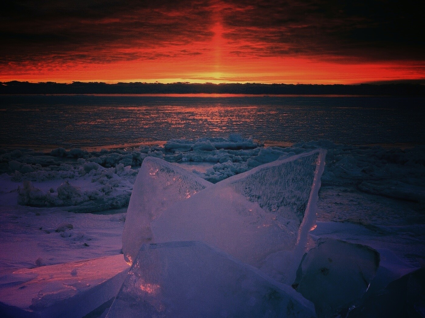 Река на закате обои