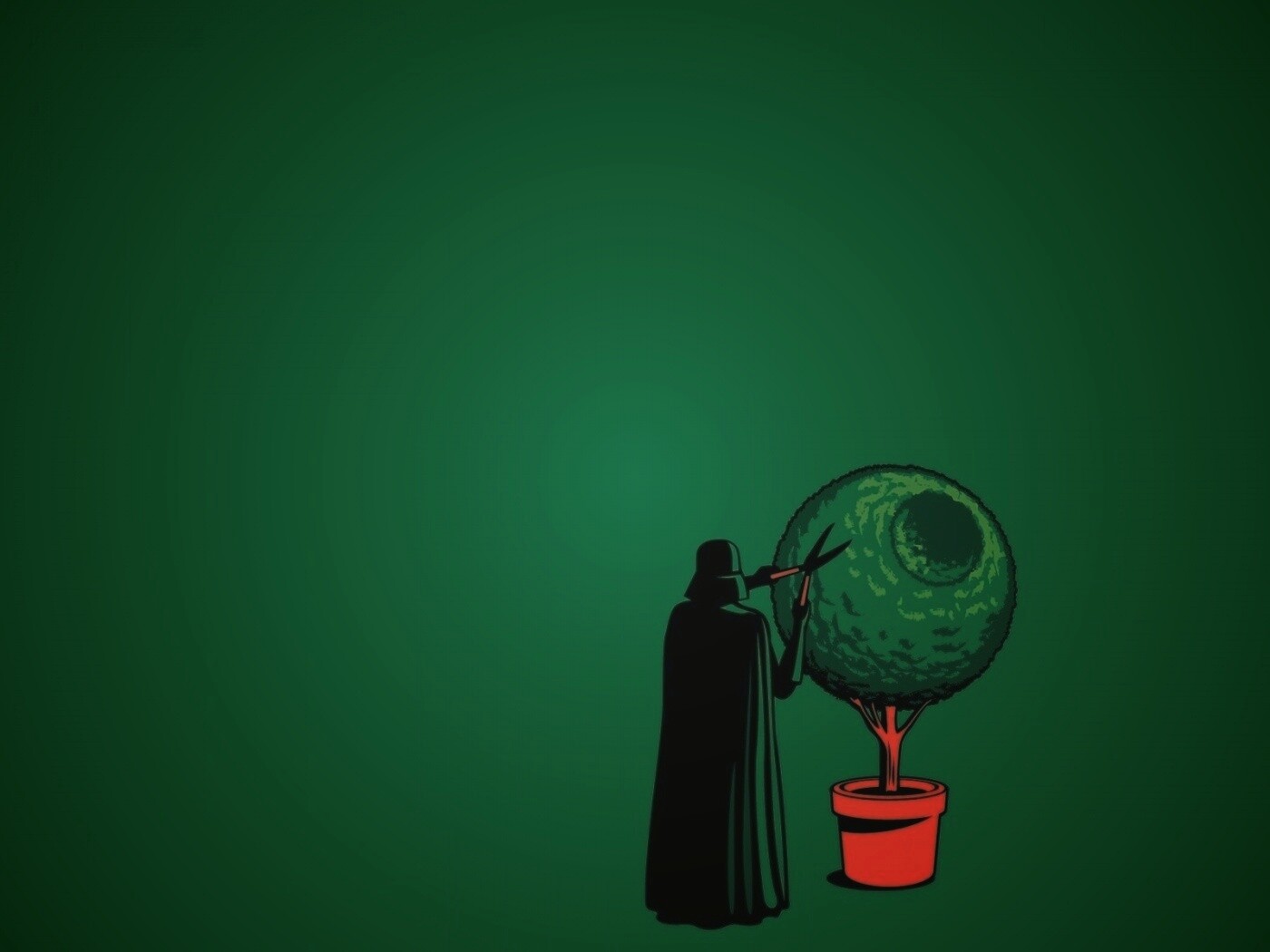 Дарт Вейдер постригает куст обои