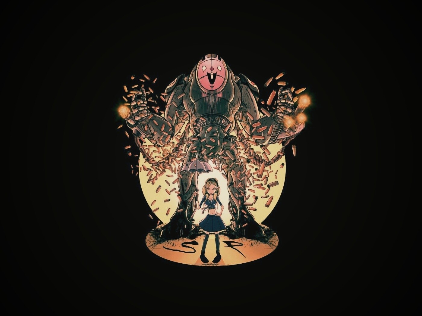 Куколка и боевой робот обои