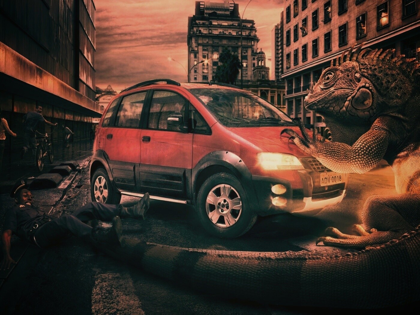 Ящерица в городе обои