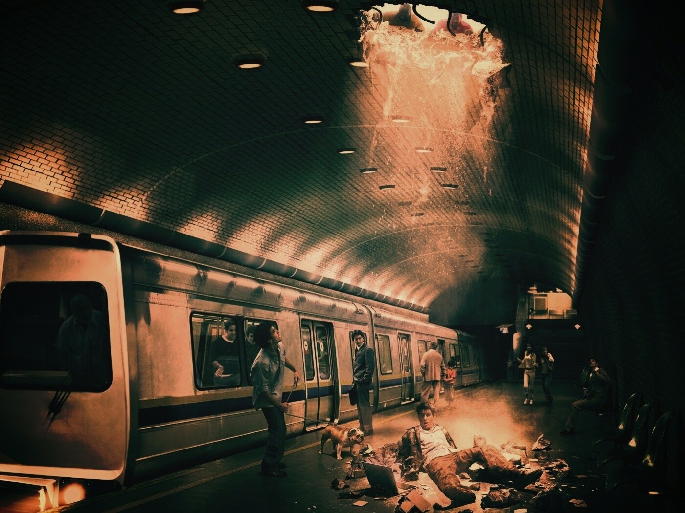 Провалившийся в метро обои