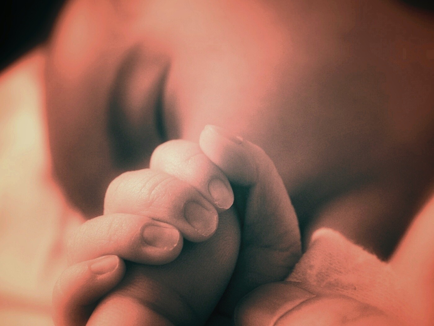 Младенец держит палец обои