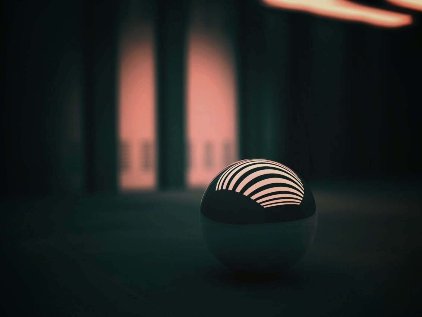 Трехмерный блестящий металлический шарик обои