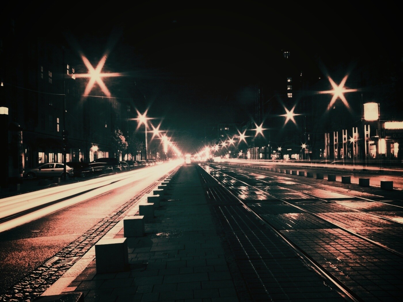 Мгновение на улице ночного города обои