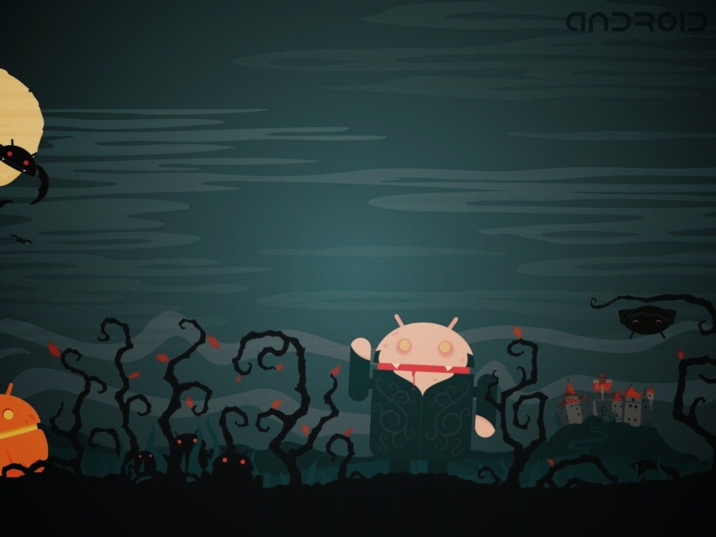 Хэллоуин в стиле Google Android обои