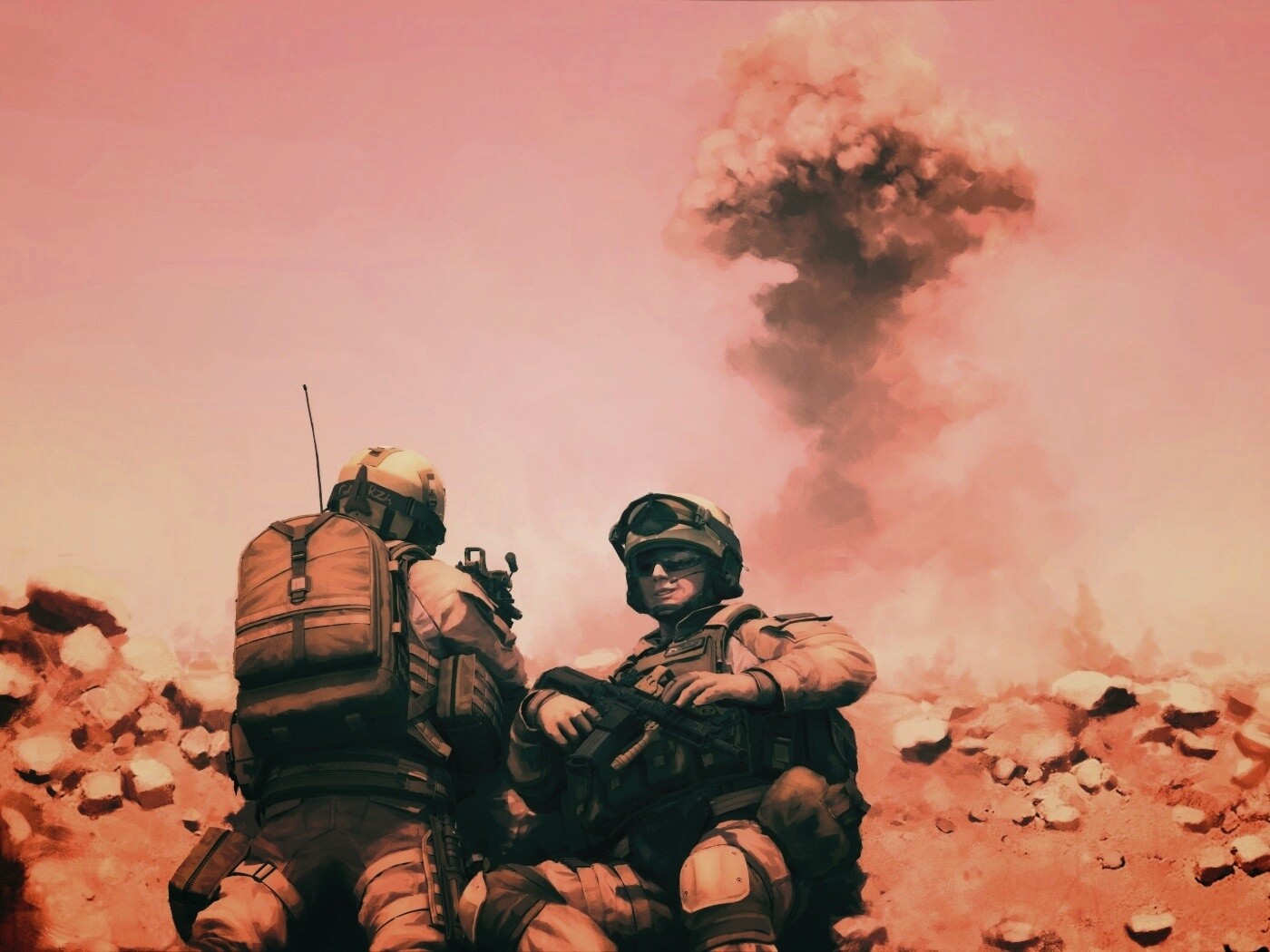 Солдаты в пустыне обои