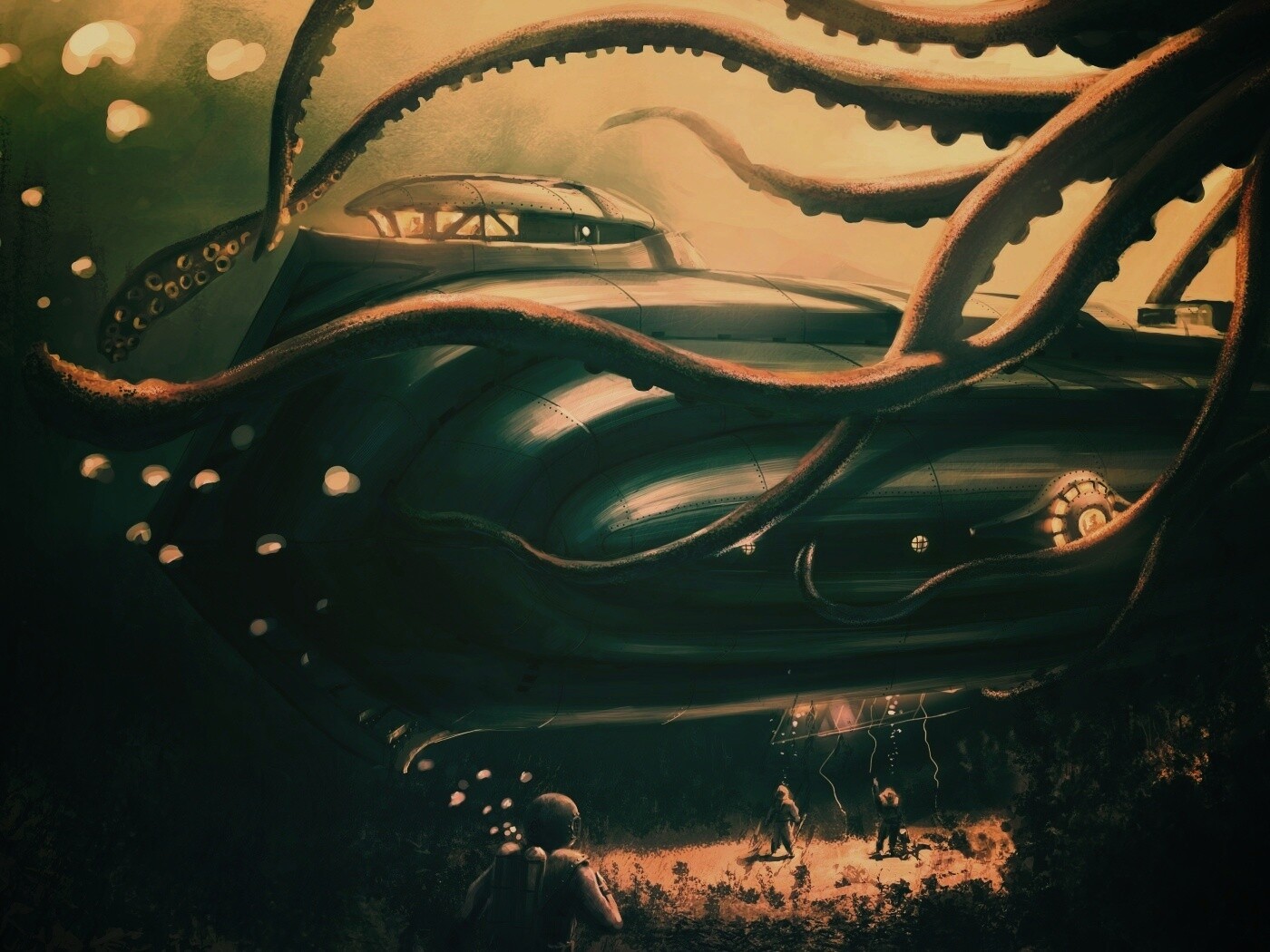 Наутилус в плену щупалец обои