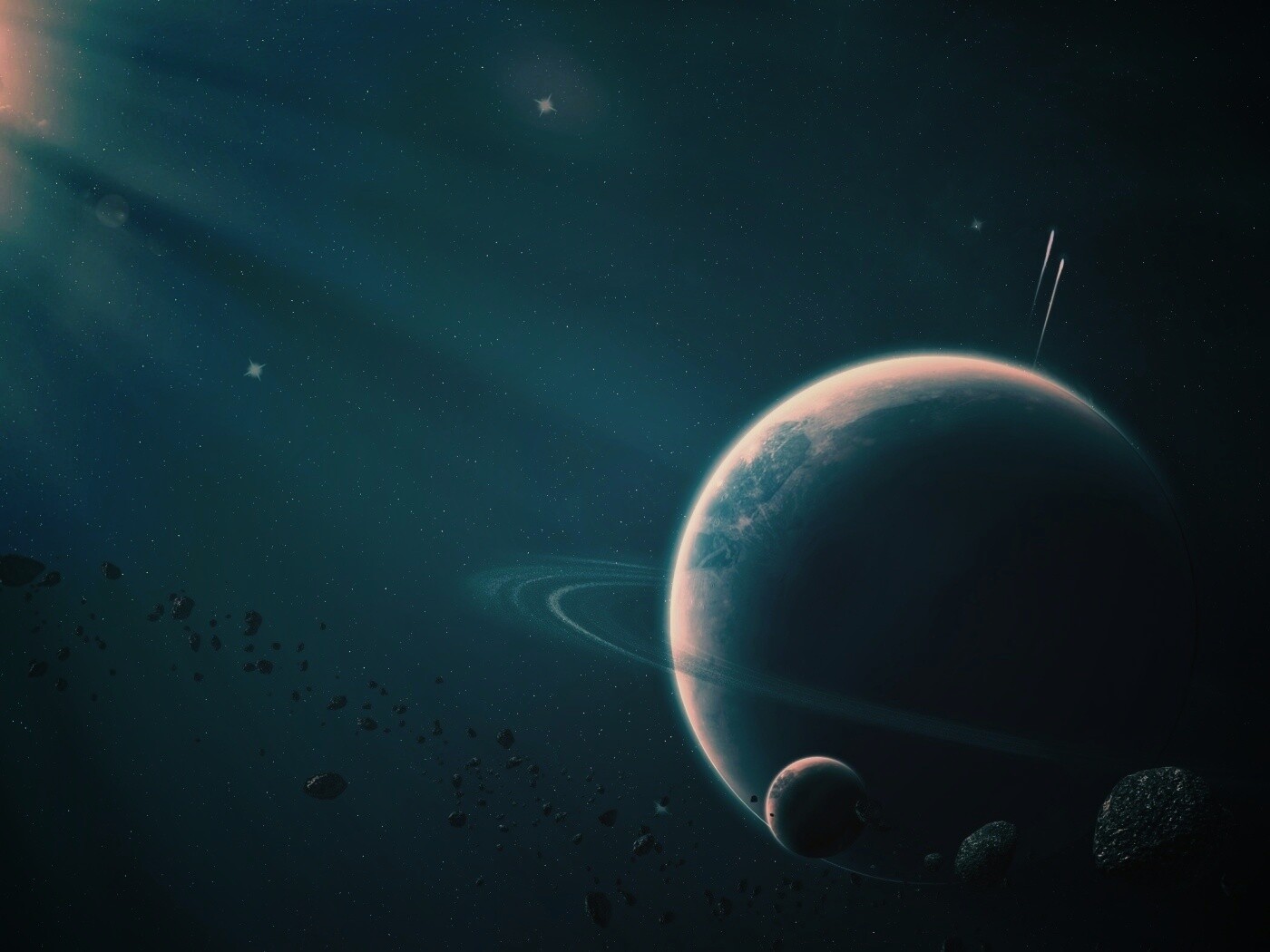 Пояс астероидов вблизи планеты обои