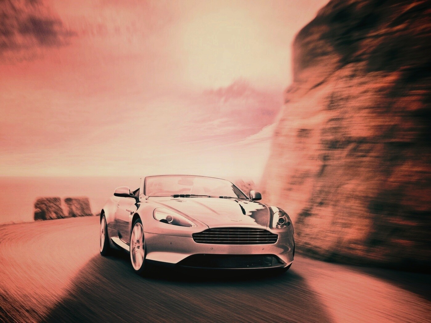 Aston Martin на повороте обои