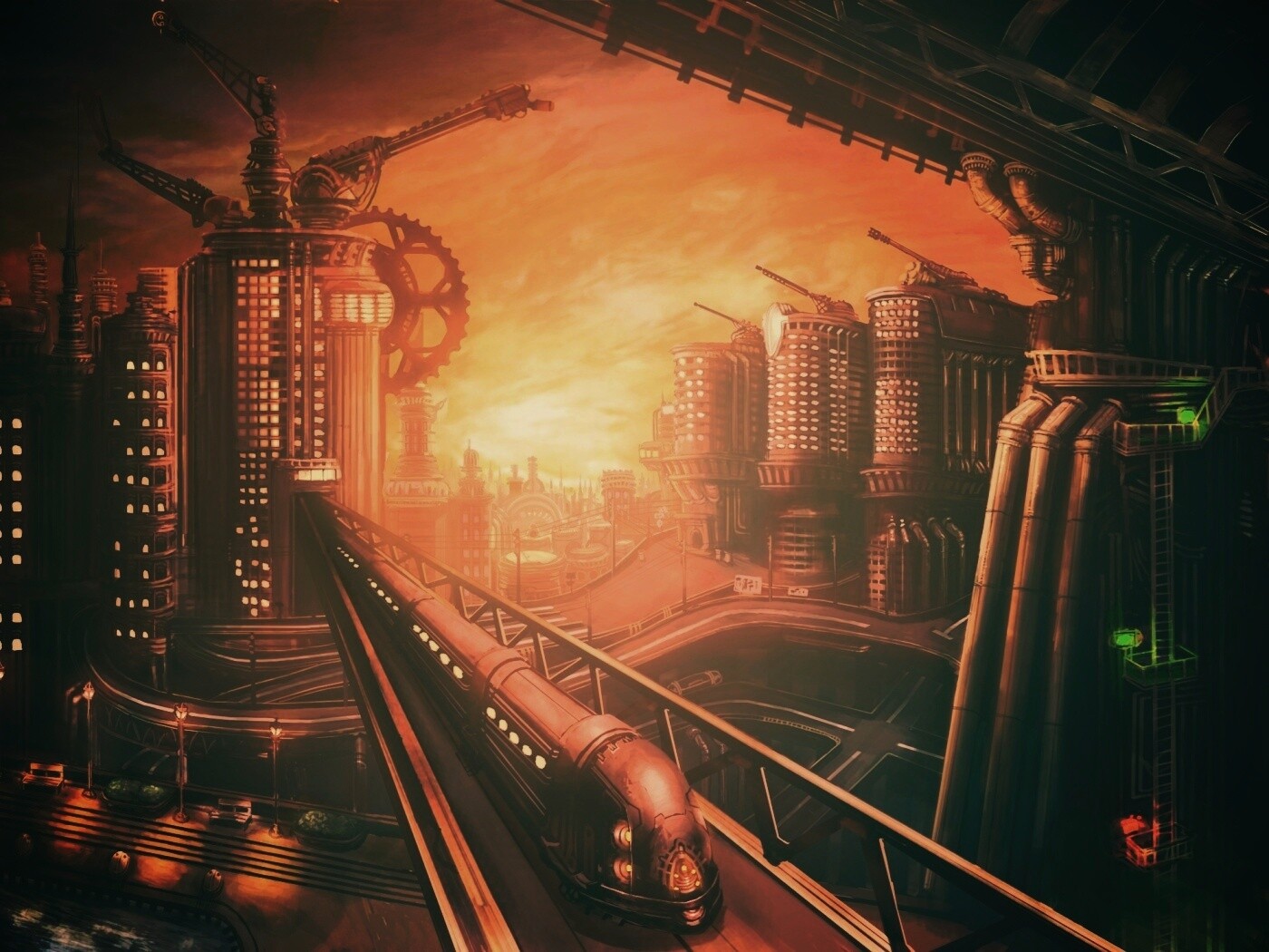 Город из мира стимпанк обои